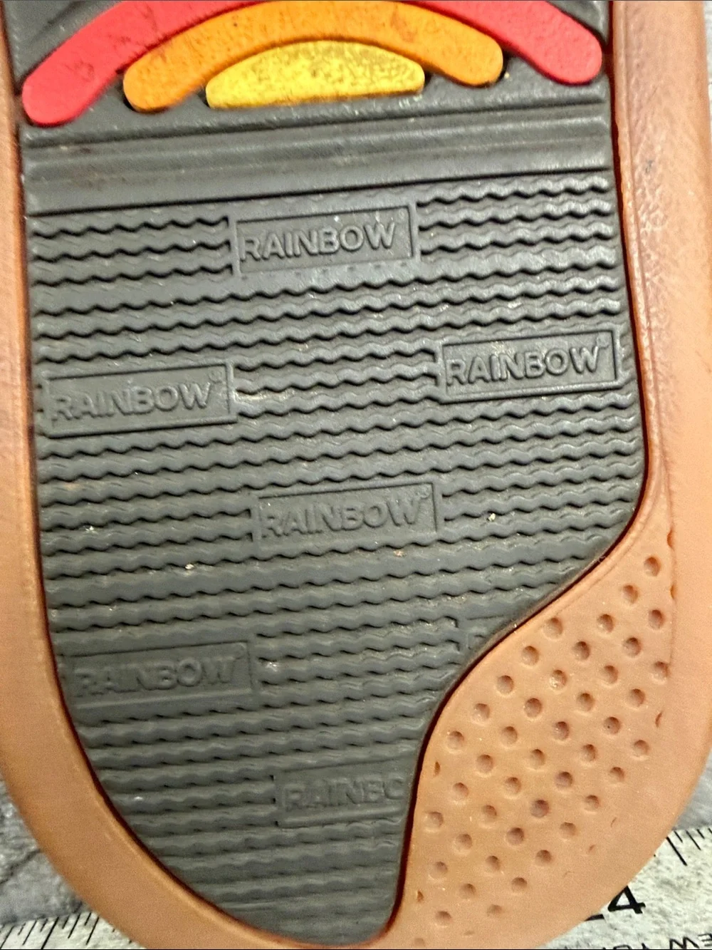 Rainbow Mens Brown Strap Flip Flops size 8